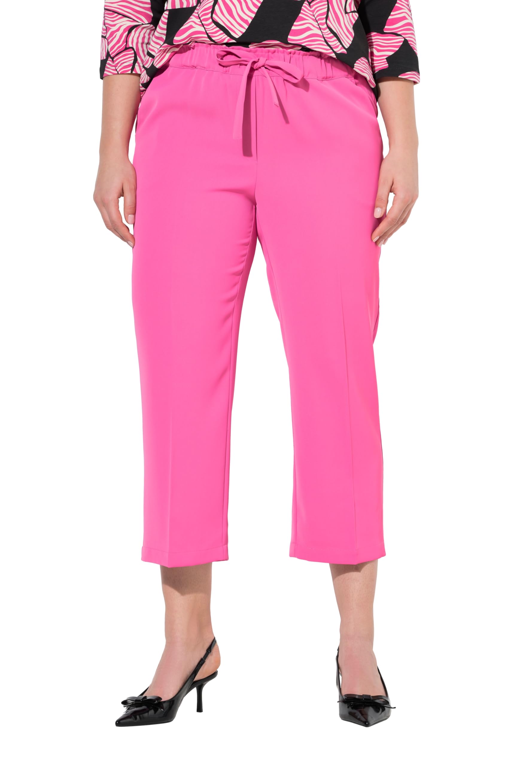 Ulla Popken Damen große Größen Übergrößen Plus Size 7/8-Hose, Bügelfalten, Elastikbund 813826