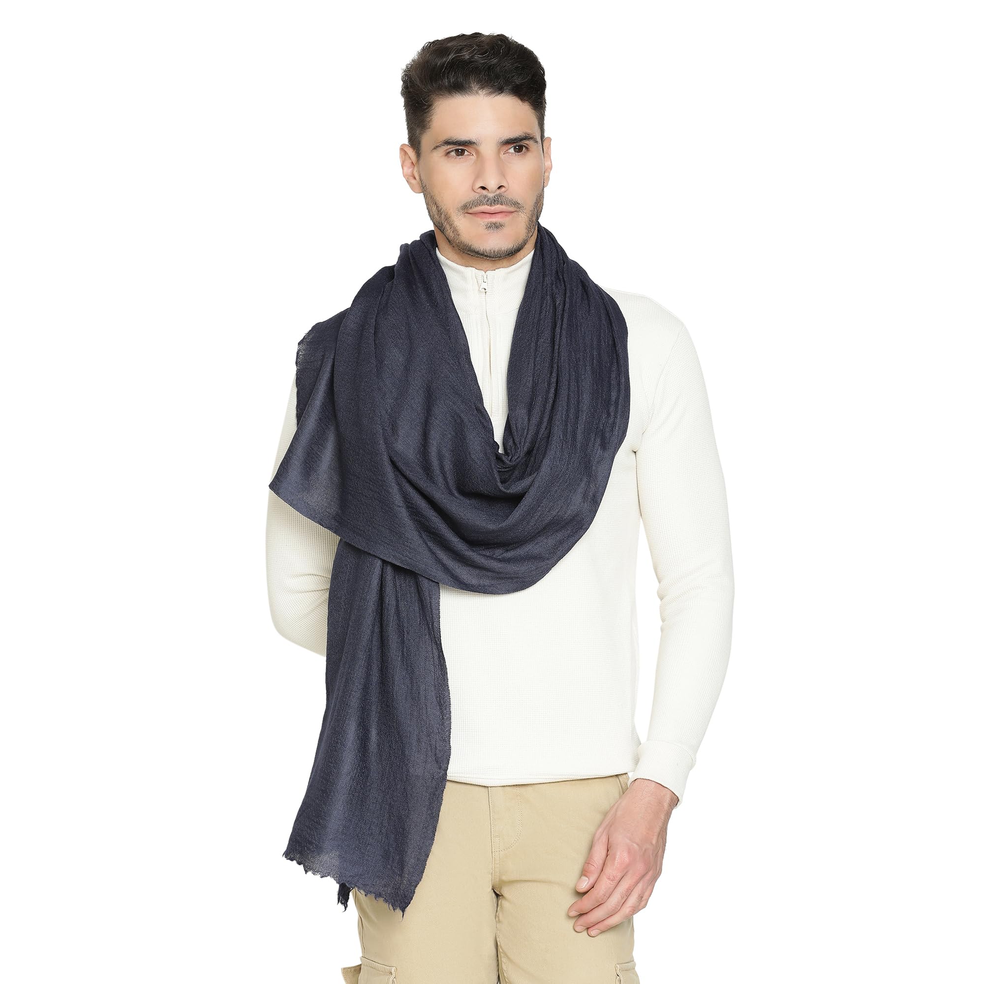 Formal Wool Blend for Men – Navy Blue Stole-image-28