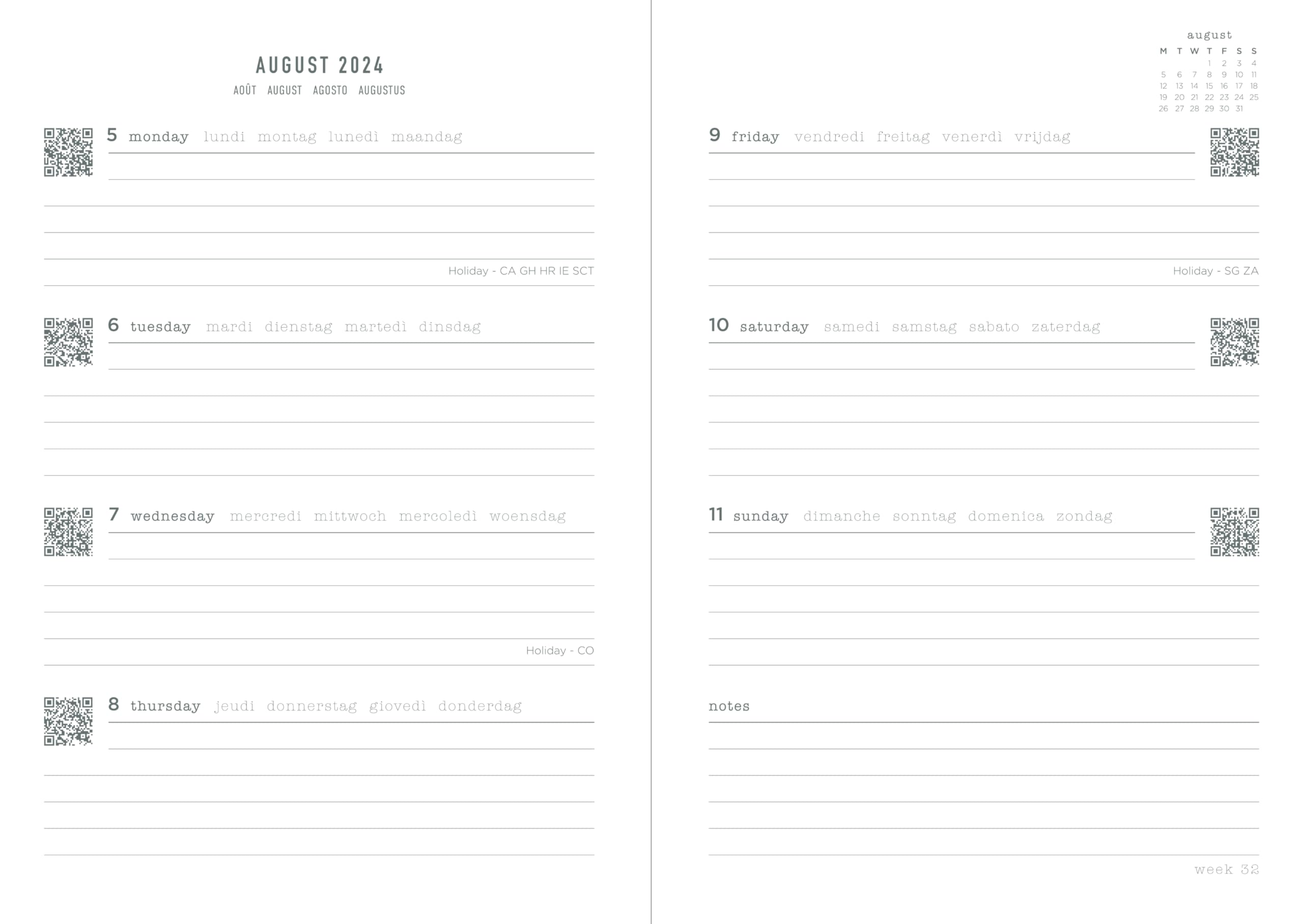 Letts of London Daisies A5 Academic 2024/2025 week to view diary - Blue - Image 2