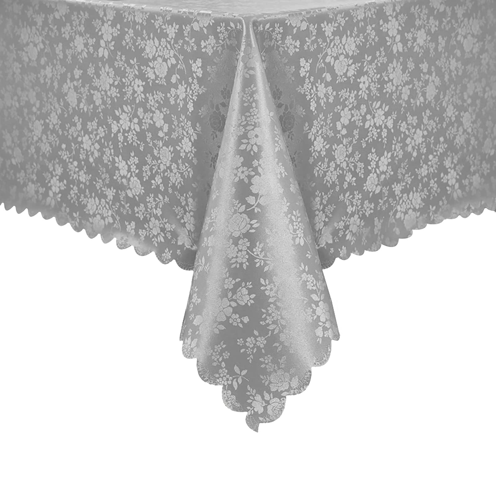 Romanstile Rectangle Vinyl Tablecloth,100% Waterproof Heavy Duty Oil Spill Proof Stain Resistant Plastic PU Table Cover with Flannel Backing for Kitchen, Dining (Rose Grey, 60 x 102)