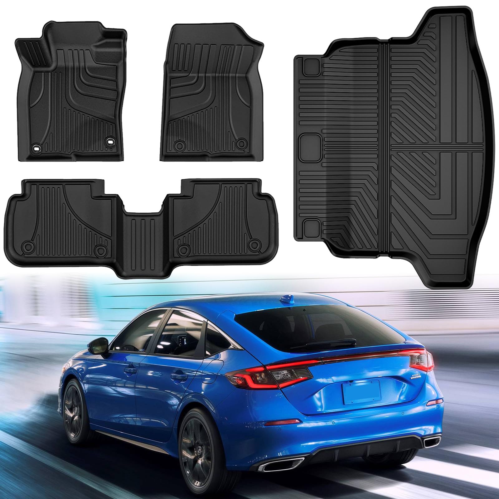 Floor Mats and Cargo Liner Fit for Honda Civic Hatchback 2026 2025 2024 2023 2022 - Original All