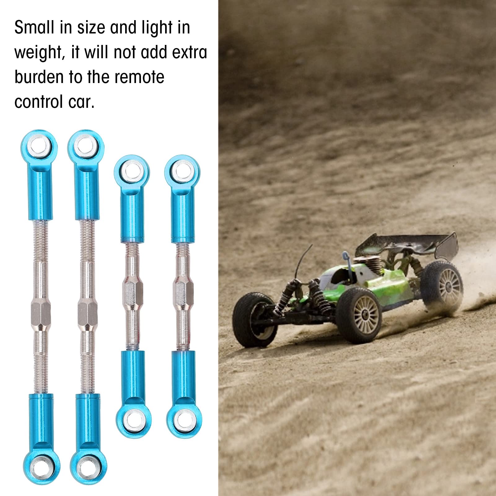 Dilwe RC Pull Rod Set, Aluminium Alloy Long and Short Pull Rod Steering Servo Linkages Tie Rod for WLtoys 1/14 RC Car RC Car Parts RC Accessories(Blue)