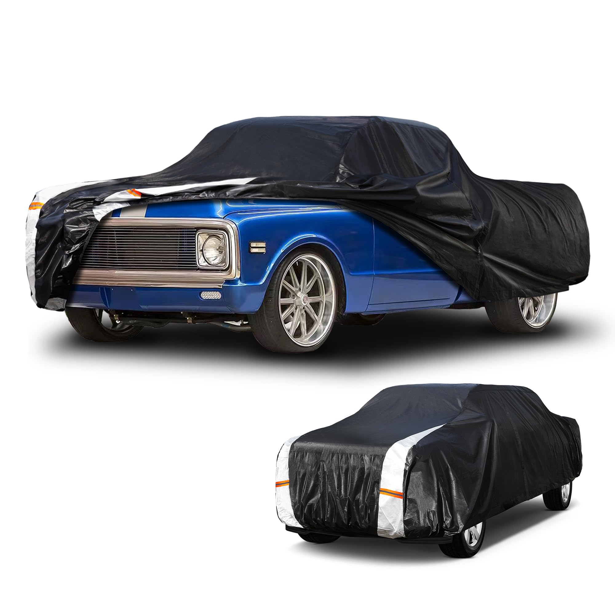 10-Layer Truck Cover Waterproof All Weather. Full Outdoor Pickup Truck Covers for Most Regular Cab Short Box Ford F100 Chevy C10 S10 Ram 150 250. (Length Up to 210 inch) M