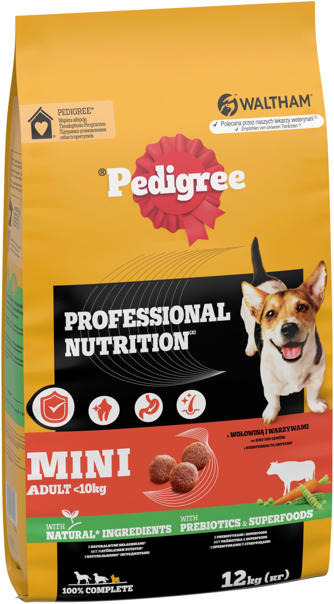 Pedigree Professional Nutrition Sec pour Petits Chiens Bœuf et légumes 12 kg