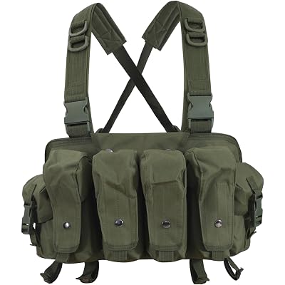 7 Pockets Tactical Chest Rig Vest Adjustable Chest Rigs Tactical with Mag Pouch X Harness for Men Women