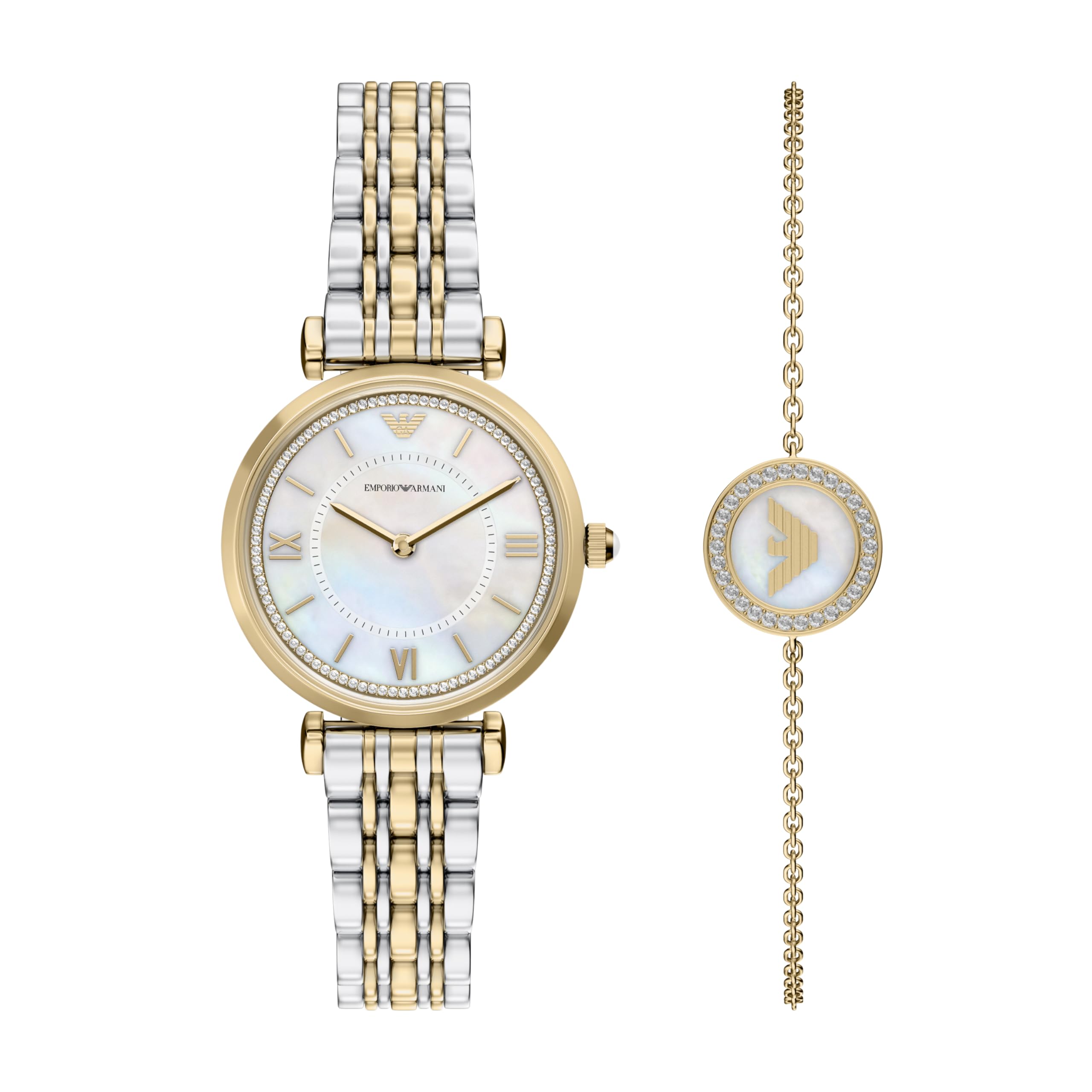 Emporio Armani Donna Orologio 32MM in acciaio inossidabile color oro, AR80086SET