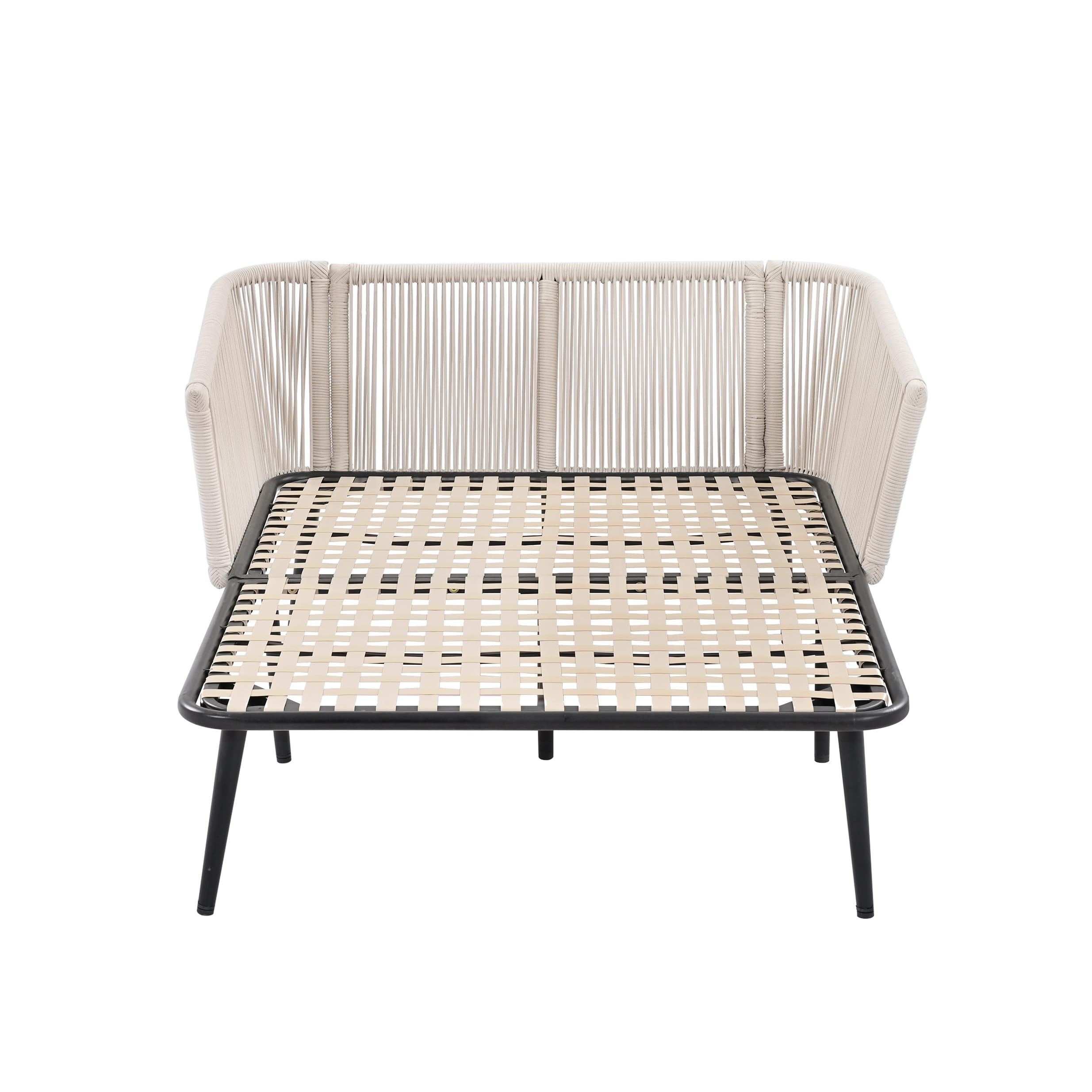 Merax Sonnenliege, Outdoor Gartenliege mit 2 Kissen und 2 Polster, Liegestuhl Garten mit abnehmbar und waschbar Kissen für Balkon Terrasse, Gartenlounge Set, Beige