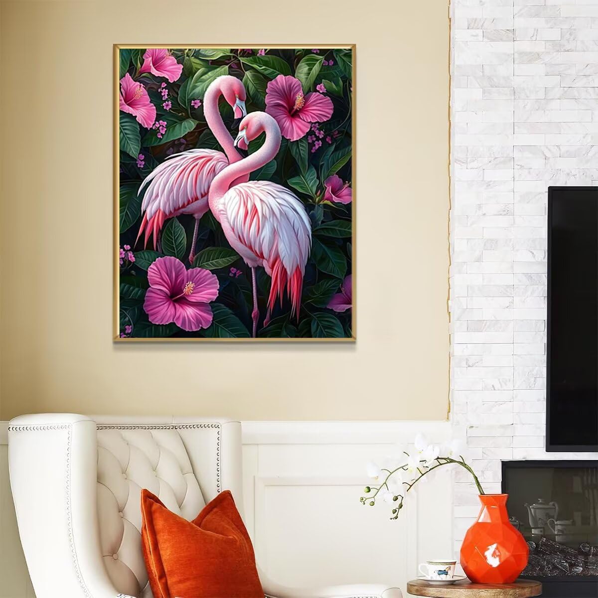 Dipingere con i Numeri Flamingo, Paint by Numbers Adulti Fiore, Fai da te Creativi Adulti Quadri da Dipingere Numerati Kit per Decorazione Della Parete di Casa, Regalo 100x135 cm Senza Cornice 94-N