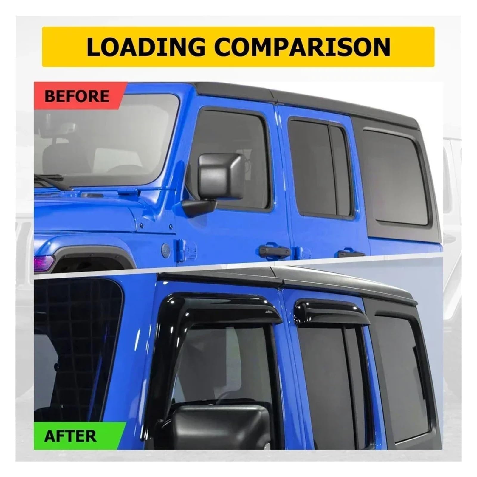 4 szt. Osłona bocznej szyby samochodu deflektor przeciwsłoneczny wodoodporna osłona pogodowa osłony okien schronienia kompatybilne z Jeep Wrangler JL 2018-2022(For JL 4 doors)