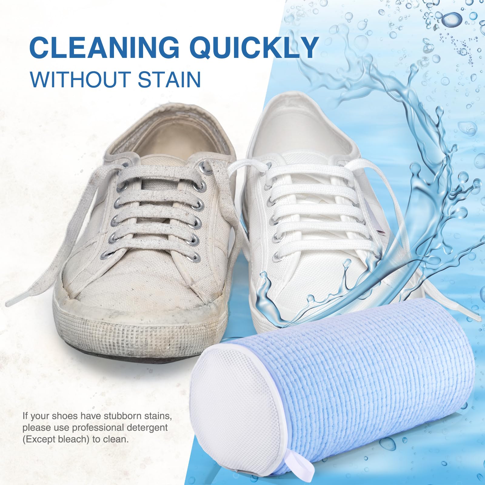 Teletrogy 2 Pezzi Sacchetti per Scarpe Lavanderia Sacchetto Scarpe con Tendiscarpe Regolabili, Borsa da Biancheria per Scarpe, Borse per Lavaggio Scarpe, Riutilizzabile e Anti-deformazione Blu