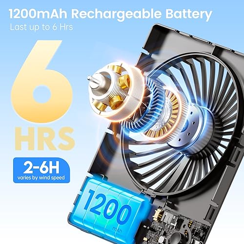 Miniatura 2 de TriPole Mini ventilador de escritorio portátil recargable, ultra silencioso, ventilador de viaje personal de 4.5 pulgadas con inclinación de 180