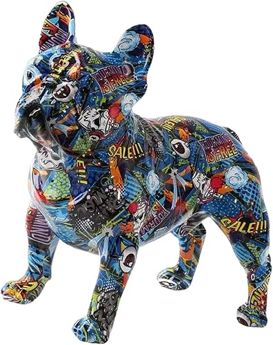 Estatua de bulldog francés, estatuas de bulldog para decoración del hogar, estatua de animal, decoración de estante, escultura artística de graffiti