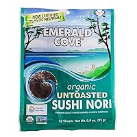 Vista 9 de Emerald Cove Organic Toasted Pacific Sushi Nori Sheets, 5.4 Oz, 10 Count, Pack of 6