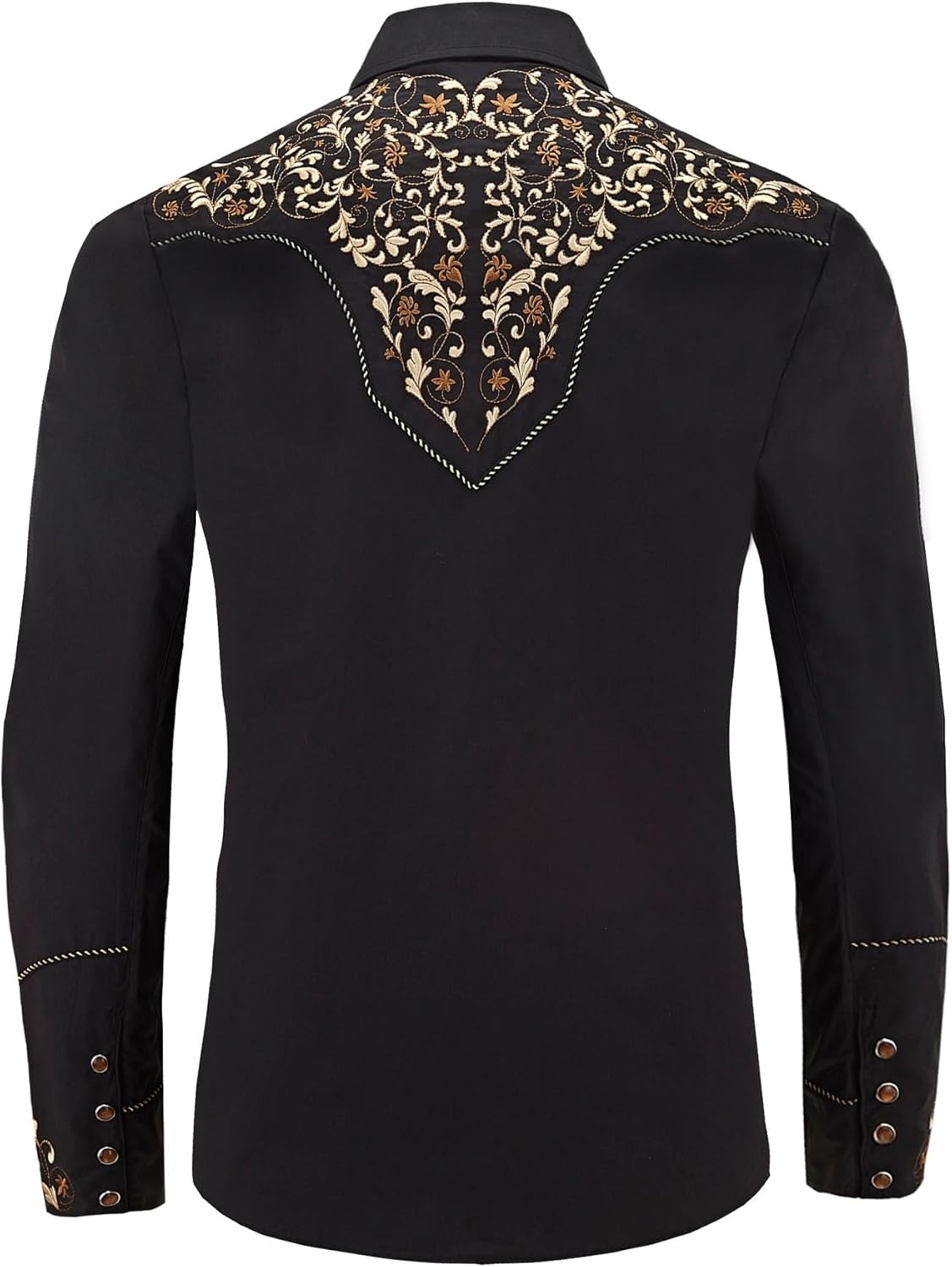 Men's Western Cowboy Shirt Embroidered Long Sleeve Casual Button Down Shirt - Image 5