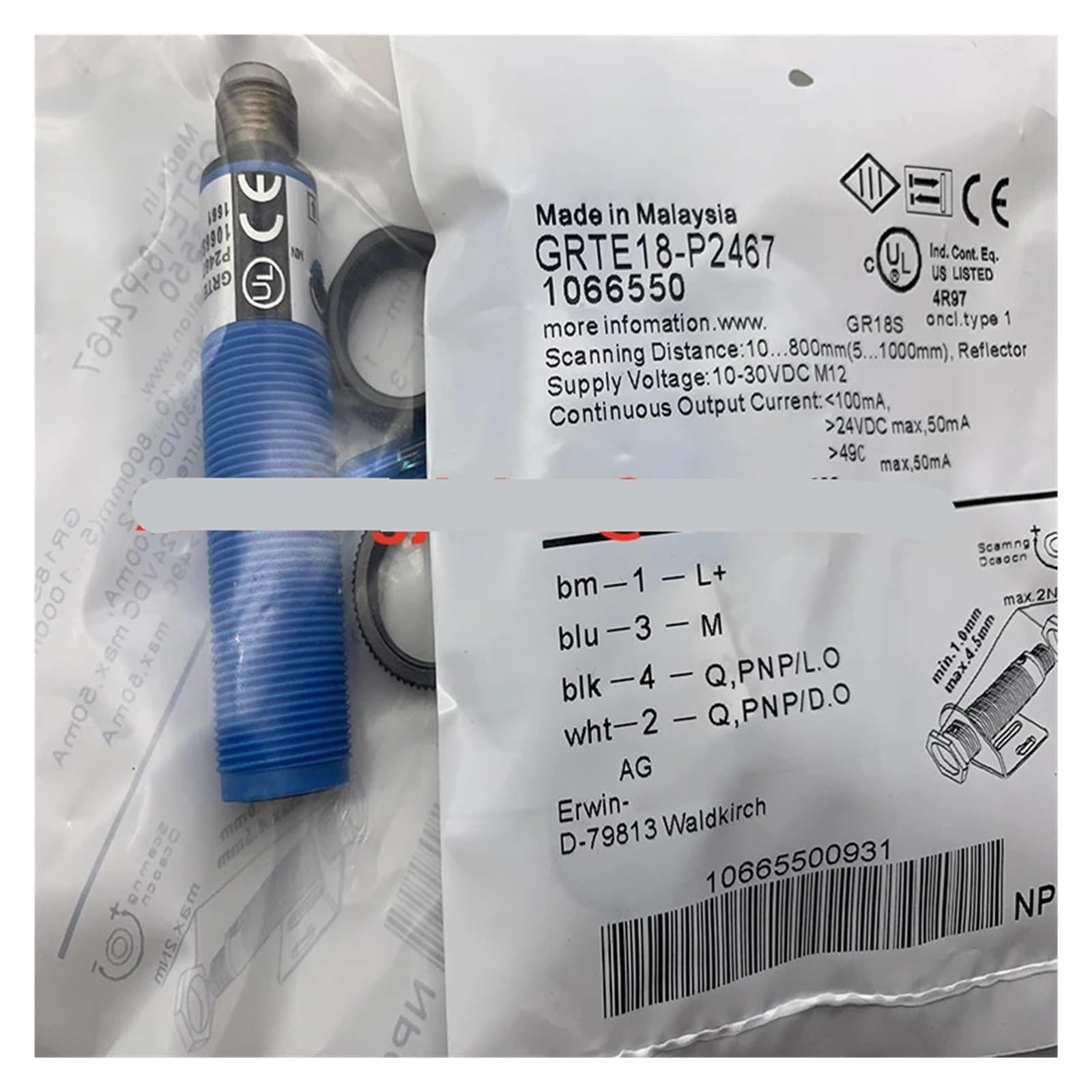 Cjkxpzmh One Color 1Pcs Grte18-P2412 Grte18-N2412 Grte18-P2432 Grte18-N2432 Photoelectric Switch Sensor(Grte18-N2432)