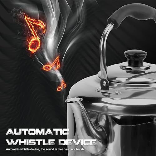 Miniatura 5 de DOITOOL Hervidor de té de 6.66 cuartos de galón/6 litros, tetera silbante, tetera de acero inoxidable, recipiente de agua caliente con asa para