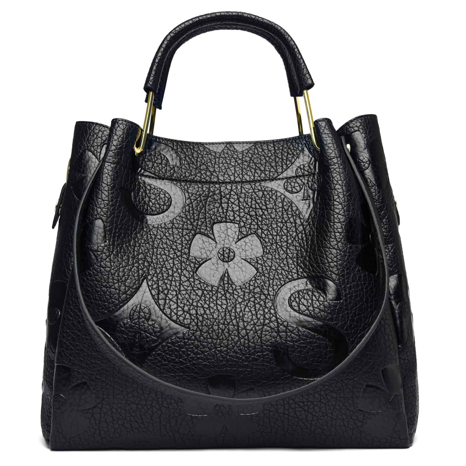 Travistar Floral Handbags Purses Women - Embossed Vegan Leather Top Handle Handbag Set Large Shoulder Bag Ladies Bucket Tote