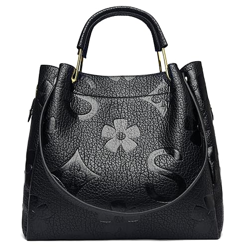 Travistar Floral Handbags Purses Women - Embossed Leather Top Handle