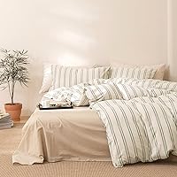 Vista 21 de VM VOUGEMARKET - Juego de funda de edredón a cuadros de tamaño queen, algodón lavado, ropa de cama reversible y multicolor, con 2 fundas