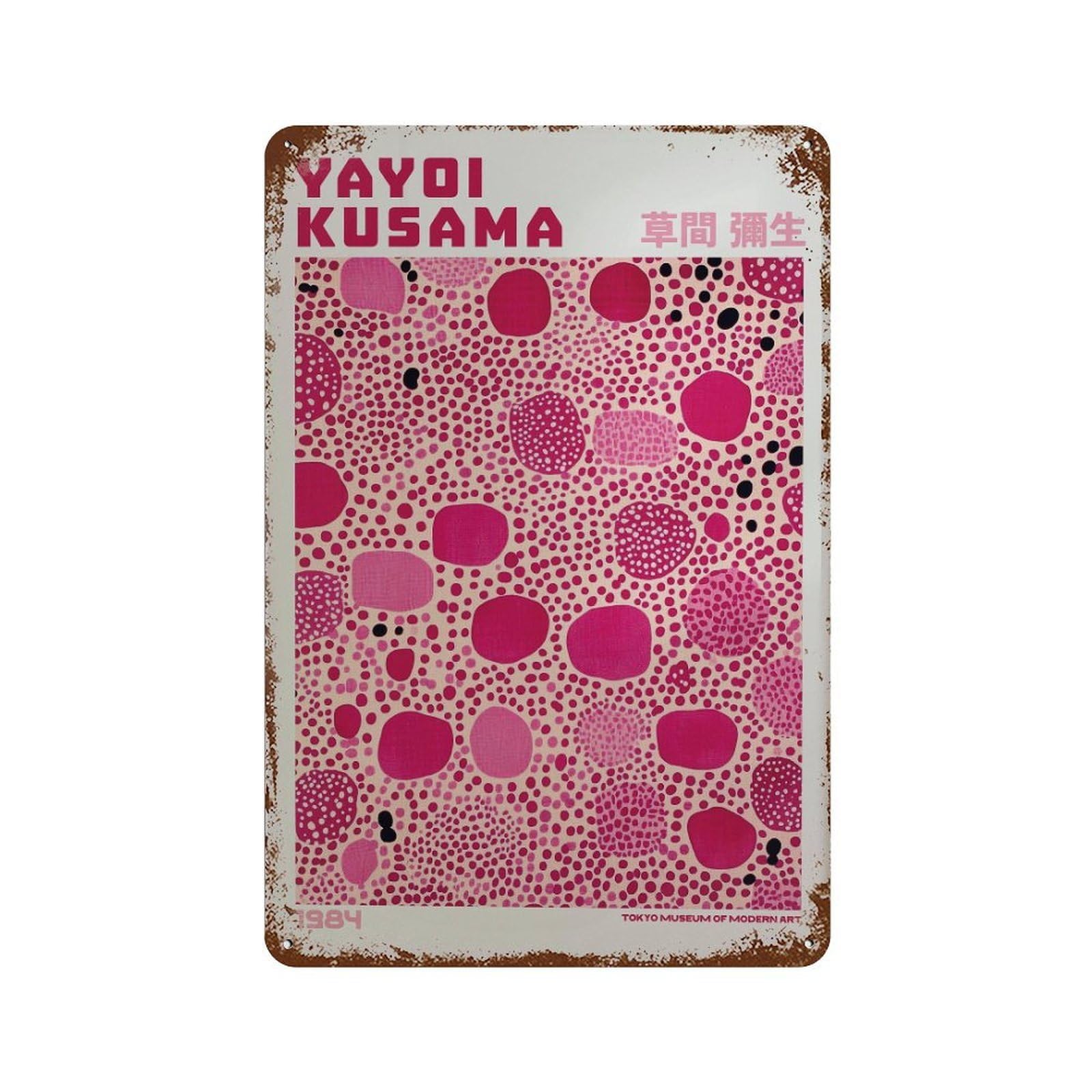 xiaoxiaoshen Yayoi Kusama Modern Exhibition Maximalist Livingroom. Japandi Wall Decor Art Metal Tin Poster Modern Home Decor Art Home Bar Shop Decorations Vintage Sign 30x20cm