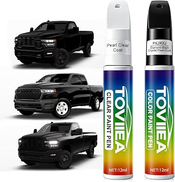 Diamond Black Crystal Pearl PXJ/KXJ Touch Up Paint for Dodge Ram | 2-In-1 Car Scratch Remover Pen, Car Paint Scratch Repair Kit for Scratches, Chips & Nicks,2-PCS SET