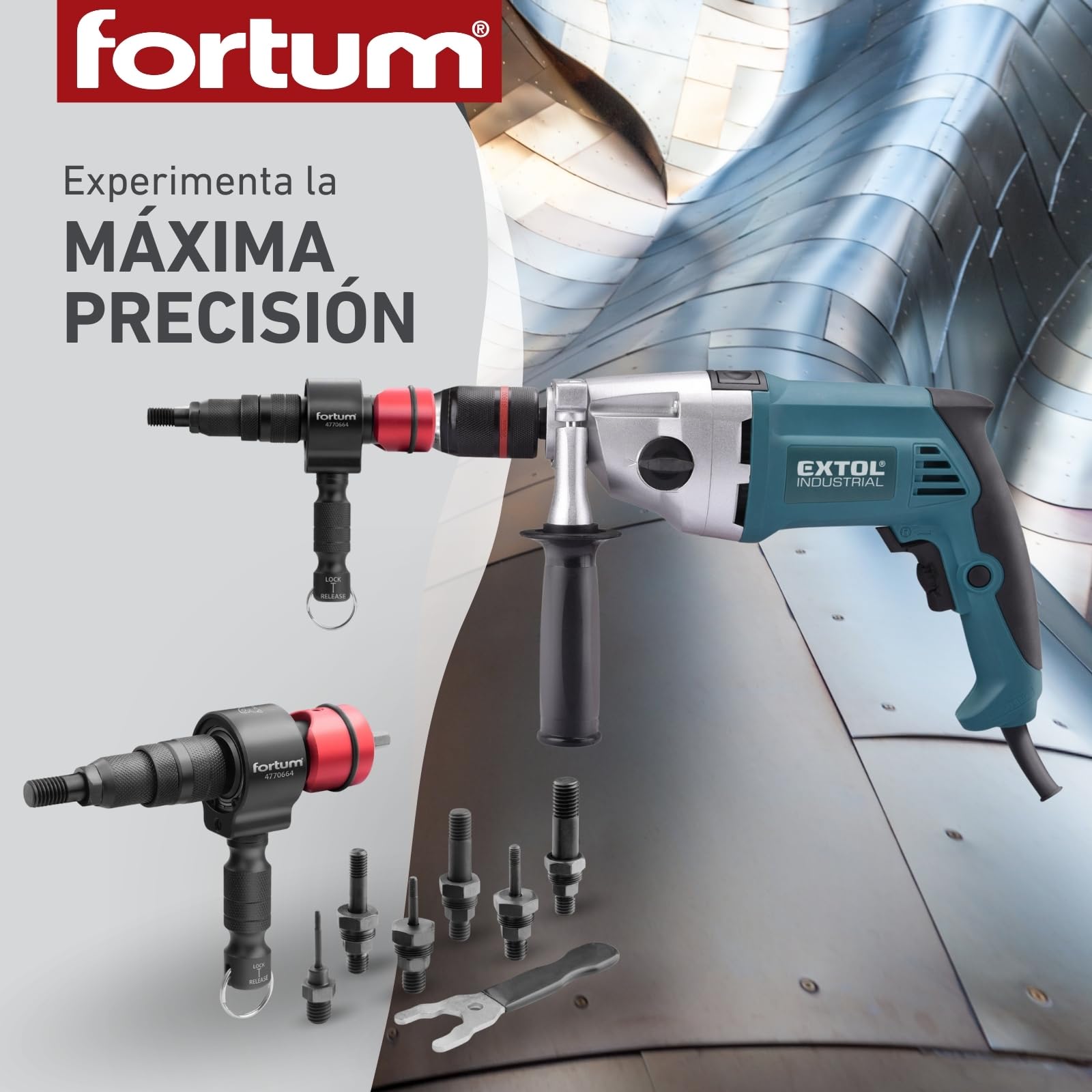 Adaptador de Tuerca Remachada para Taladro y Atornillador | Herramienta para Remachar Tuercas de Aluminio, Acero y Acero Inoxidable | Adaptador Tuercas de M3-M12 | Pistola de Remaches Adaptador