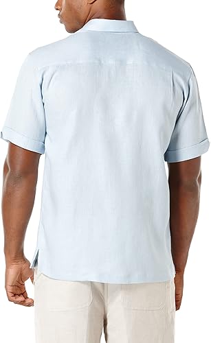 Miniatura 2 de Cubavera Camisa tejida de manga corta sólida con bolsillo en el pecho para hombre