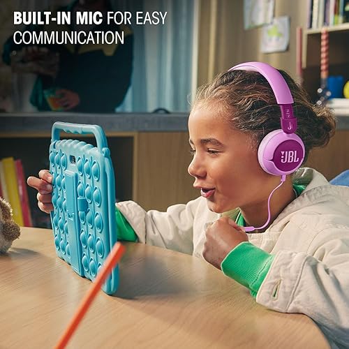 Miniatura 4 de JBL Junior 320 - Auriculares con cable para niños con sonido seguro (<85dB), micrófono incorporado, ajustables con pegatinas incluidas (púrpura)