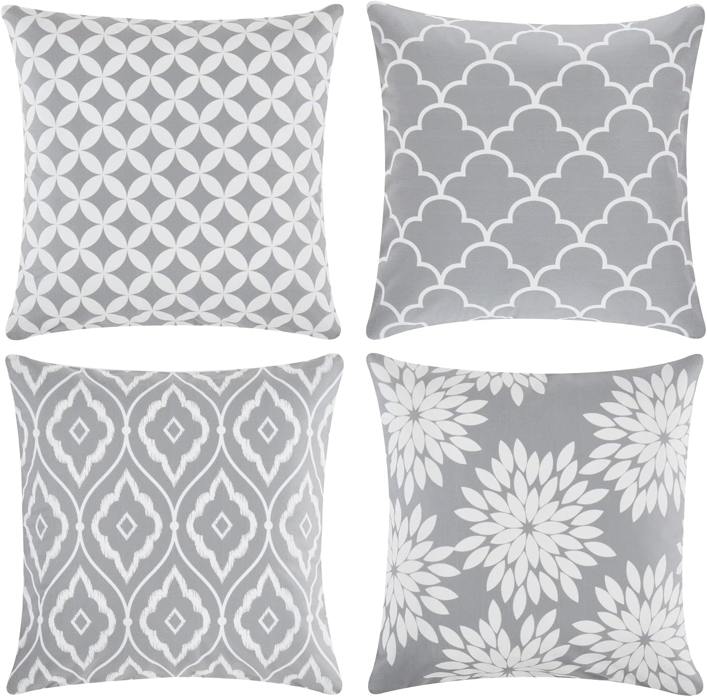 Throw Pillow Covers 20x20 Inch Decorative Soft Hypoallergenic Pillow Covers Pattern Square Farmhouse Pillow Covers Set of 4 Throw Pillow Shams for Sofa Couch Bed