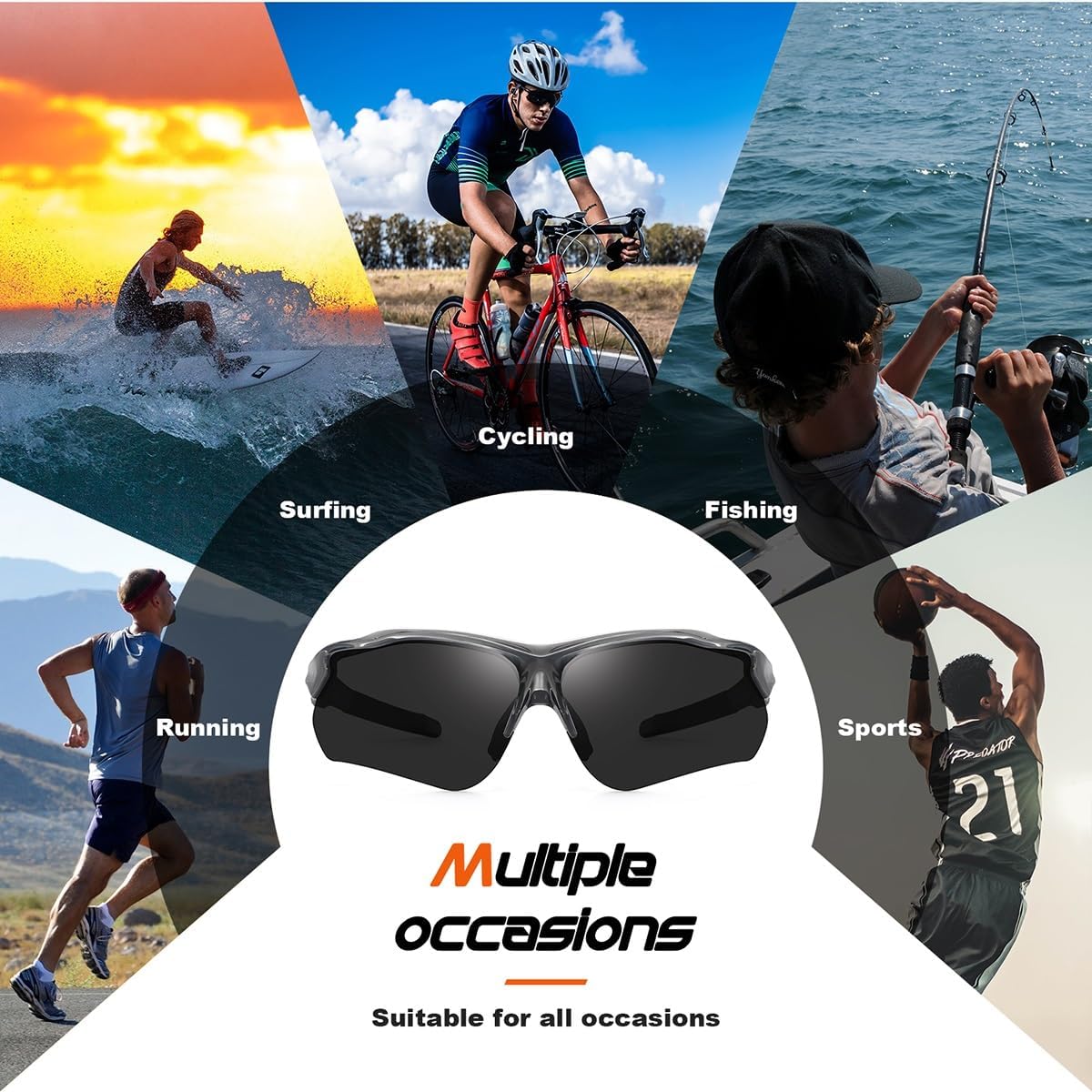 FAGUMA Polarized Sports Sunglasses for Men Women Fishing Cycling Running Golf Motorcycle TR90 Frame UV400 Protection - Image 6