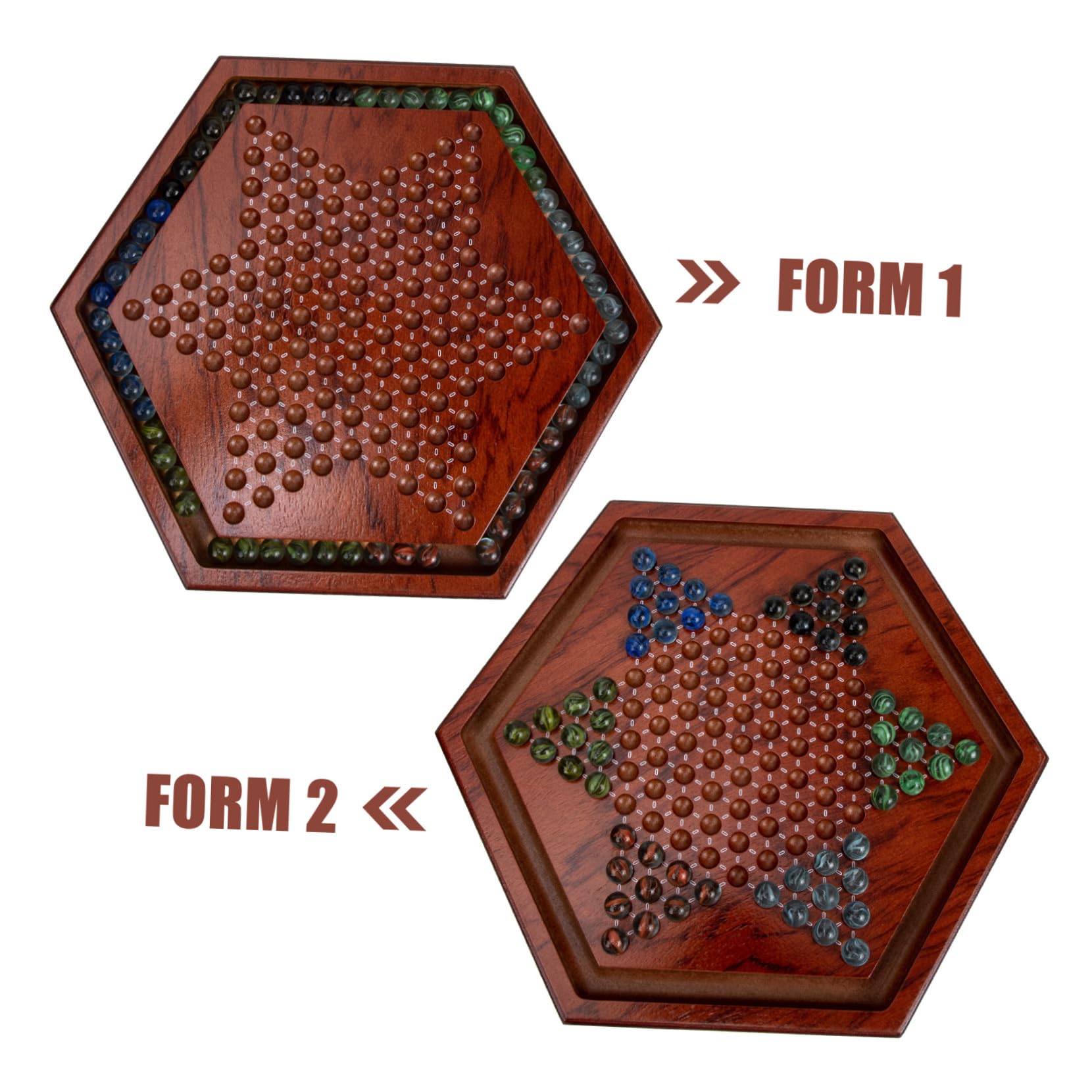 Hohopeti Gioco da Tavolo Dama Cinese Scacchiera Esagonale in Legno Marrone, Set per Bambini, Miglioramento Abilità Problem Solving e Multiplayer, per Uso Domestico