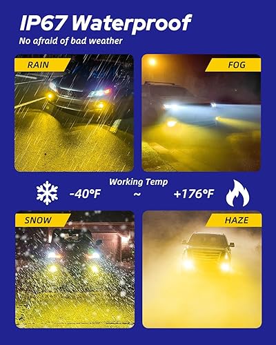 Miniatura 7 de AUTOONE Bombillas LED antiniebla H8 H11 H16 o DRL, amarillo ámbar de 3000 K, superbrillantes para reemplazos de luces antiniebla de automóvil, 50000