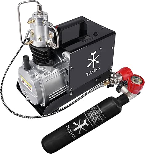 TUXING Pcp Air Compressor,4500Psi/30Mpa/300Bar Scuba Compressor, Adjustable Pressure Electric Compressor
