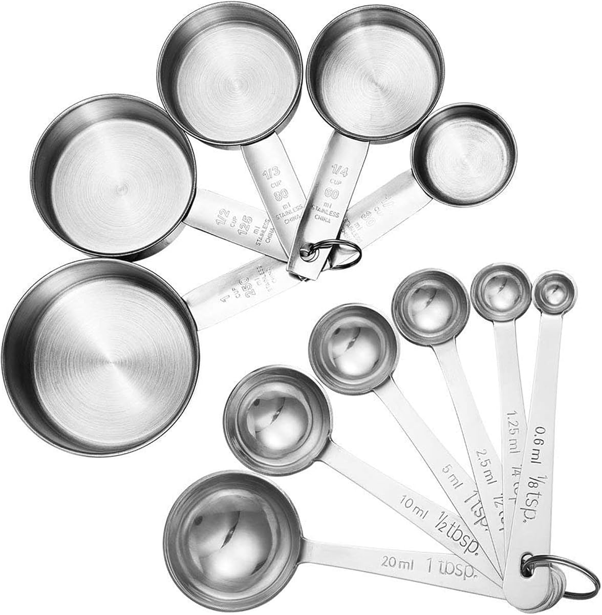 11 Piece Stainless Steel Measuring Spoons Cups Set, Premium Stackable Tablespoons Measuring Set for Gift Dry Liquid Ingredients Cooking Baking