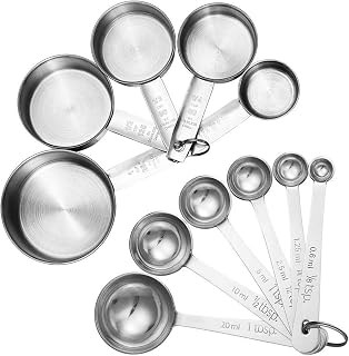 Accmor 11-Piece Stainless Steel Measuring Cups & Spoons Set - Stackable, Engraved Markings for Precise Baking & Cooking, Dry/Liquid Ingredients