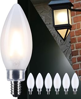 Satco 3W LED B11 Candle Light Bulb 3000K Soft White 200 Lumens Frost Finish E12 Candelabra Base Dimmable 300 Degree Beam Enclosed Fixture Rated Wet Location 120V S12491 (6 Pack)