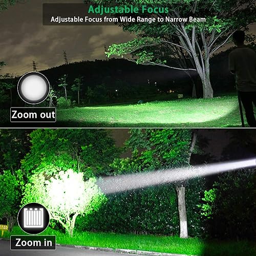 Miniatura 4 de Generic Linterna LED recargable, magnética, impermeable, 1000 lúmenes, tamaño de bolsillo, enfoque ajustable T6 y zoom, negro, funciona con pilas