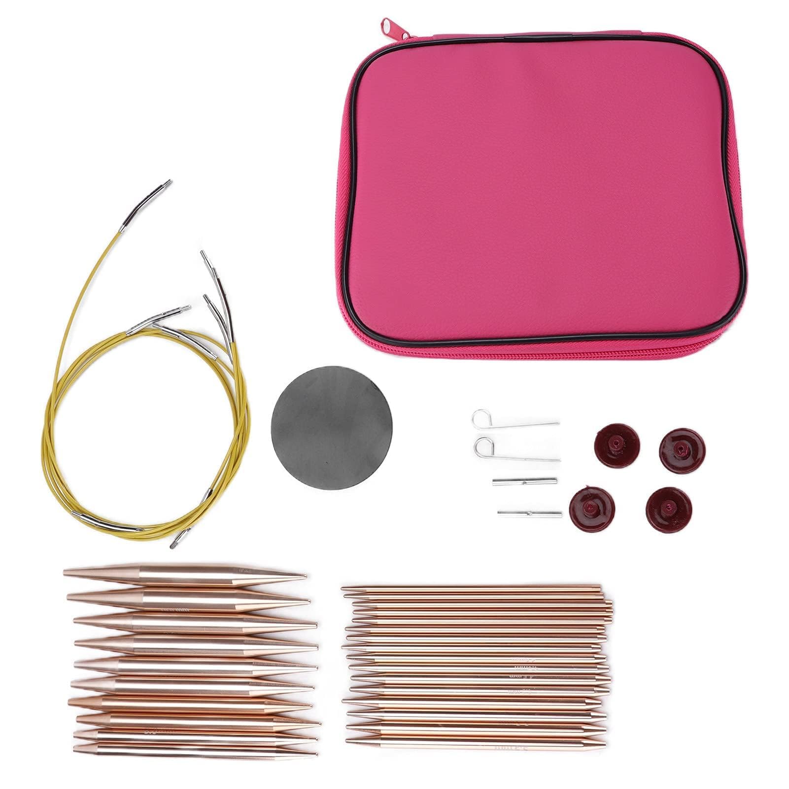 Juego de Agujas Circulares de Aluminio, 26 Piezas, Manijas Ergonómicas, Kit Intercambiable con Estuche de Almacenamiento