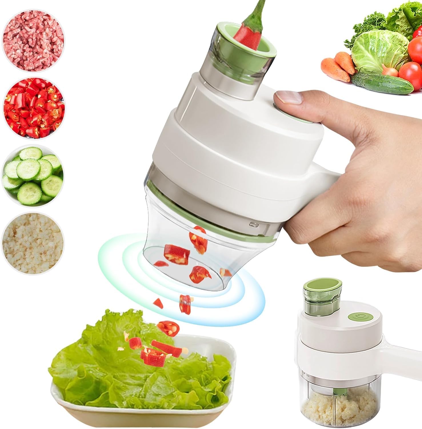 Waterproof Cordless 4in1 Electric Vegetable Slicer Set