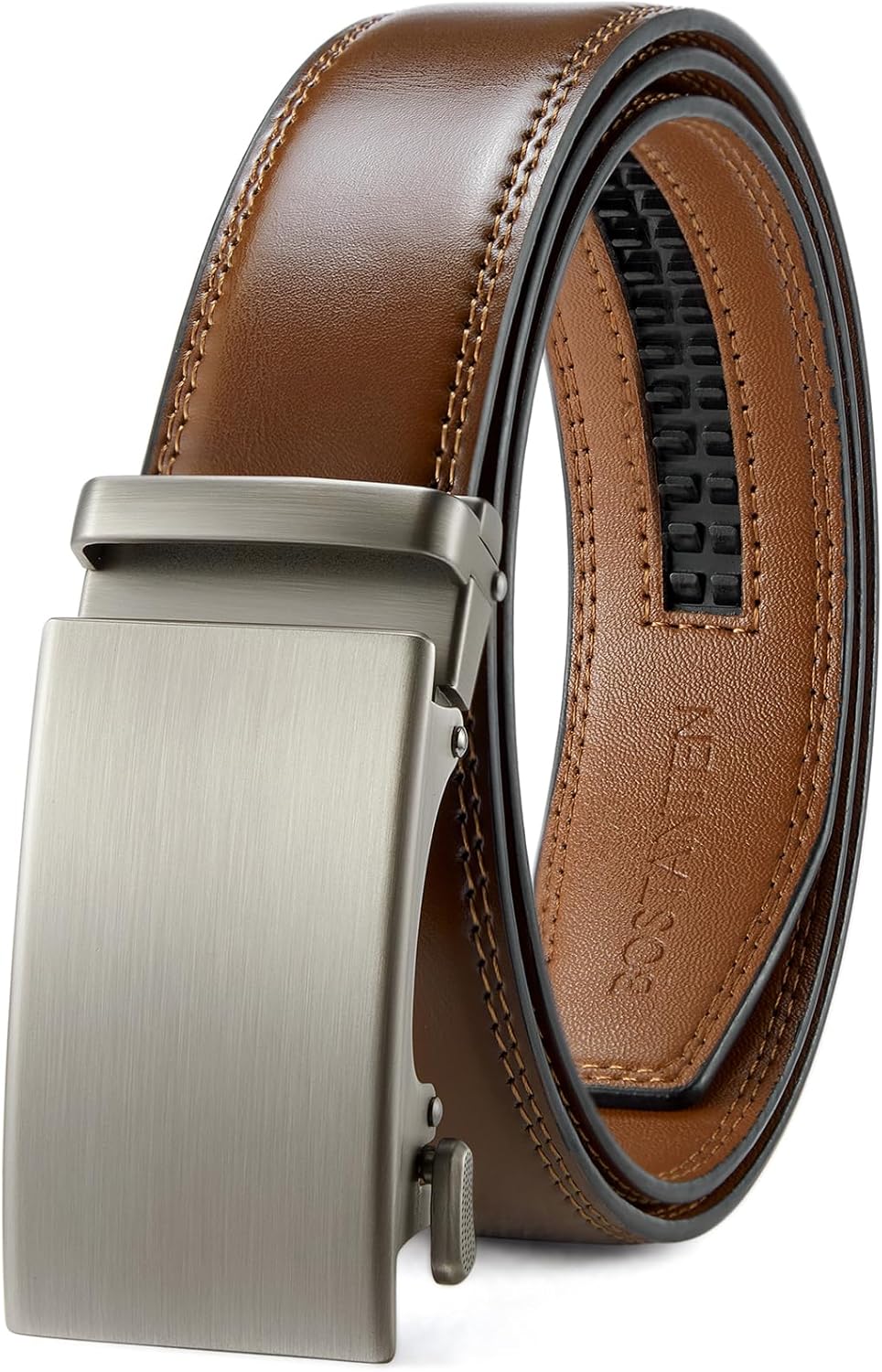 BOSTANTEN Mens Belt Leather Ratchet Belt For Men Dress and Casual with Adjustable Buckle, Trim to Fit