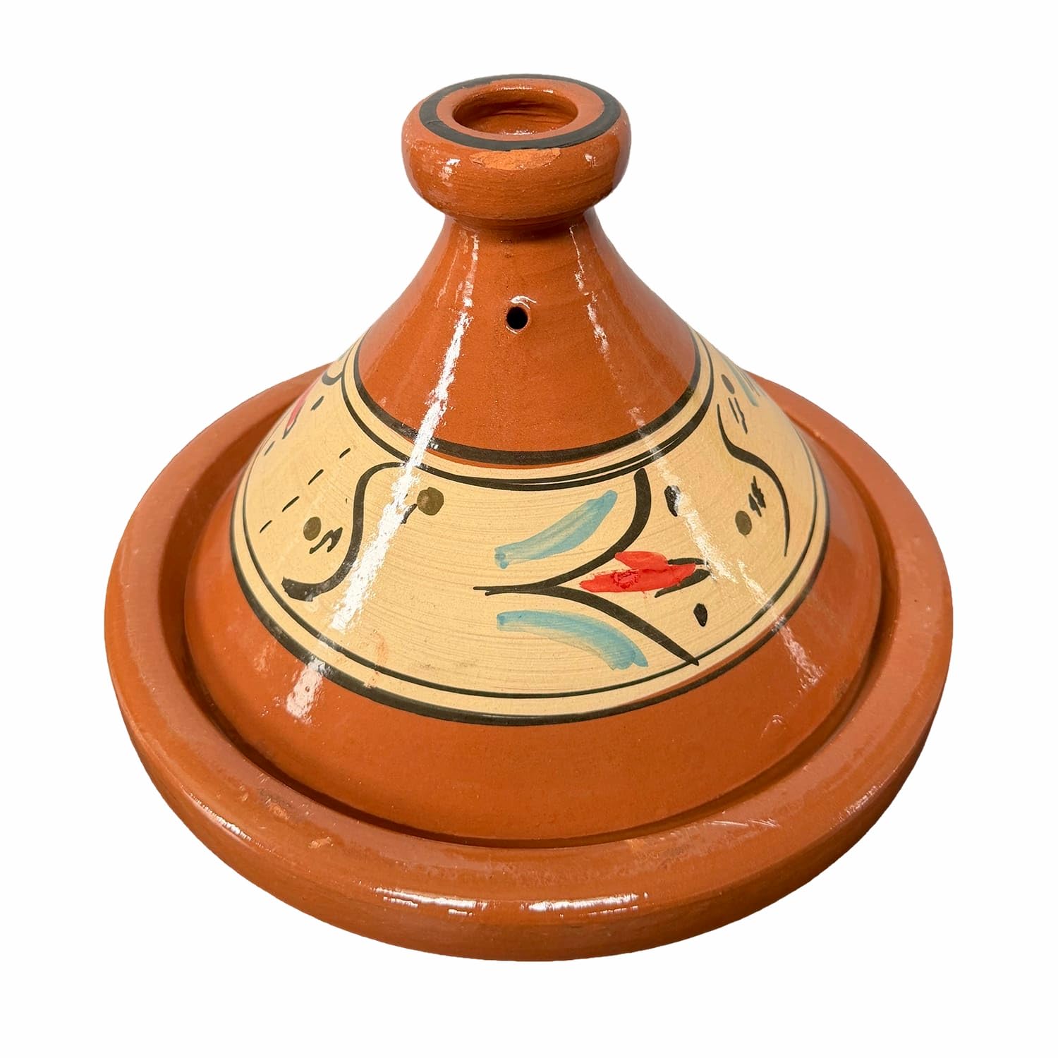 Tajine XL 35 cm Terracotta handbemalt – traditioneller marokkanischer Topf + kostenloses E-Book 0107261116