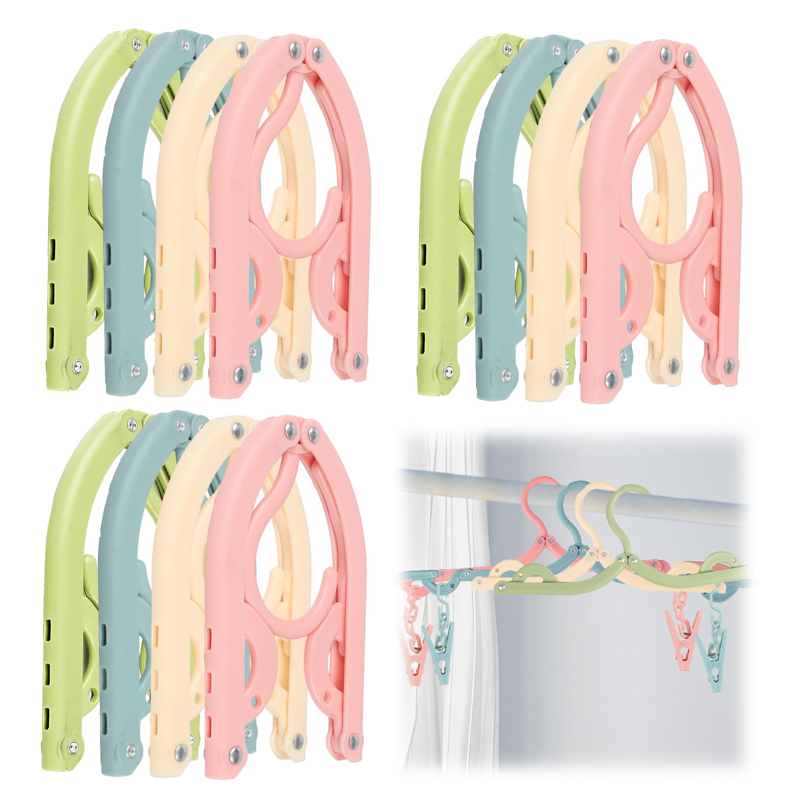 20 Pcs Folding Clothes Hangers, Portable Plastic Travel Coat Hangers with Clips, Non-Slip Foldable Space Saving