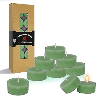 Sea Salt & Sage Scented Tealight Candles, Blue Scent Tea Lights Candles Clear Cup, 24 Pack Colored Tealights Candle, 5 Hour Burn Time Tea Candles for Party, Decor, Spa, Shabbat