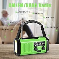 Vista 3 de Radio de emergencia con manivela, radio meteorológica NOAA/AM/FM con energía solar de 10000mAh con linterna LED multifunción y cargador para celular