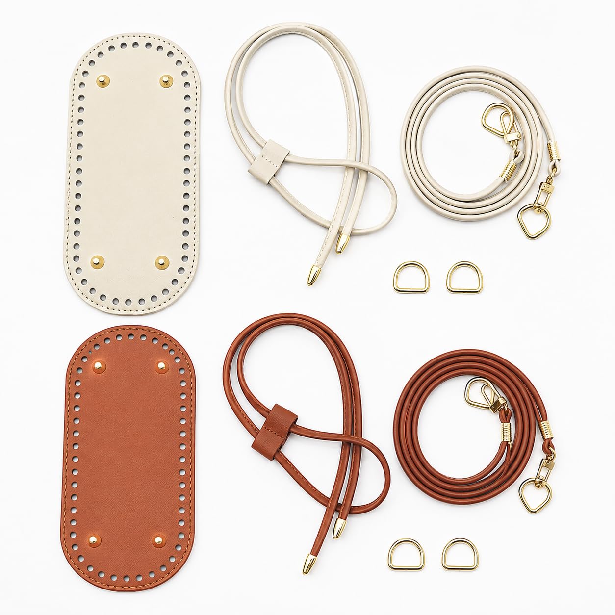 FEXLARO 4PCS Bag Base and Strap Set for Crochet Bags, 2 Oval Purse Bottoms with Pre-Punched Holes and 2 Matching Bag Straps for DIY Handbags, Tote & Shoulder Bags-image-39