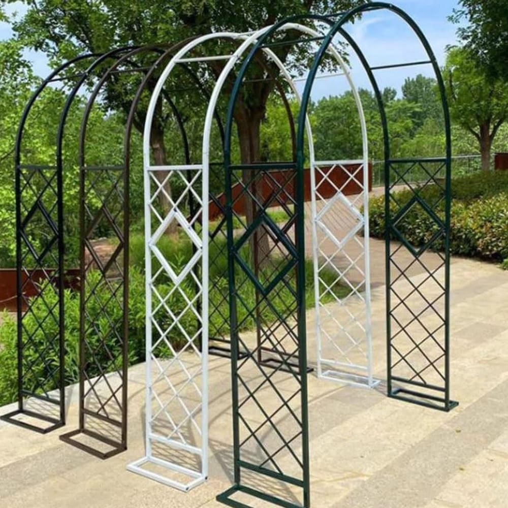 Metalowy łuk ogrodowy, stabilna altana różana z kratką do roślin pnących, łuk ślubny na trawnik, ogród, taras, szerokość: 140 cm, 180 cm, 200,7 cm, 221 cm, 241 cm, 261 cm, 280 cm, 299,7 cm, 320 cm