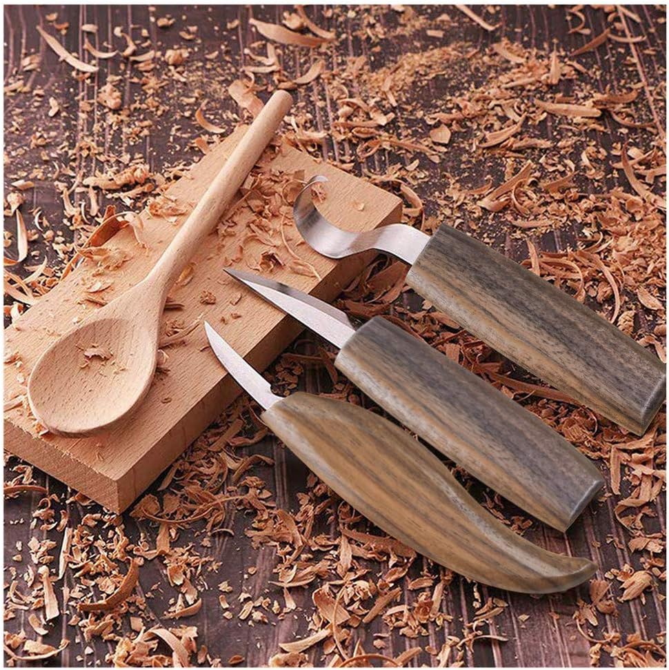 WAYCOM 12pcs Wood Whittling Kit Wood Carving Tools Set Hook Carving Knife,Detail Wood Knife,Whittling Knife Cut Resistant Gloves Leather Sheath And Bamboo Gift Box For Spoon,Bowl,Cup
