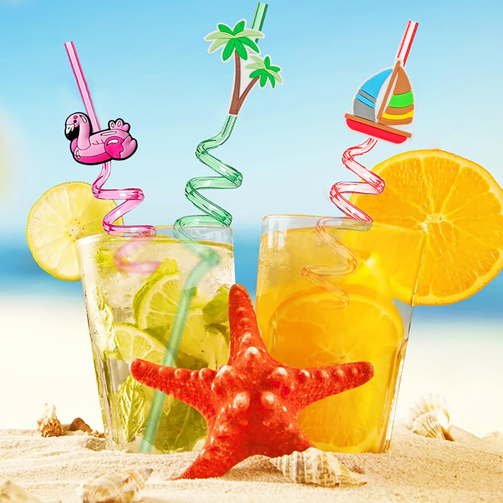 8 Pailles Réutilisables Among Us Animaux Marins - Pailles Plastique Colorées Pour Fêtes, Anniversaires, Cocktails