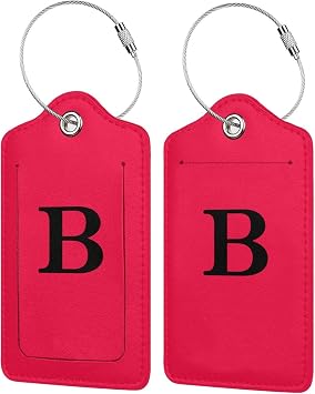 Personalized Initial Letter Travel Luggage Tags for Suitcases Tags with Stainless Steel Loop Monogrammed Luggage Tags Initial Customized Luggage Tag Leather Suitcase Identifier for Travel