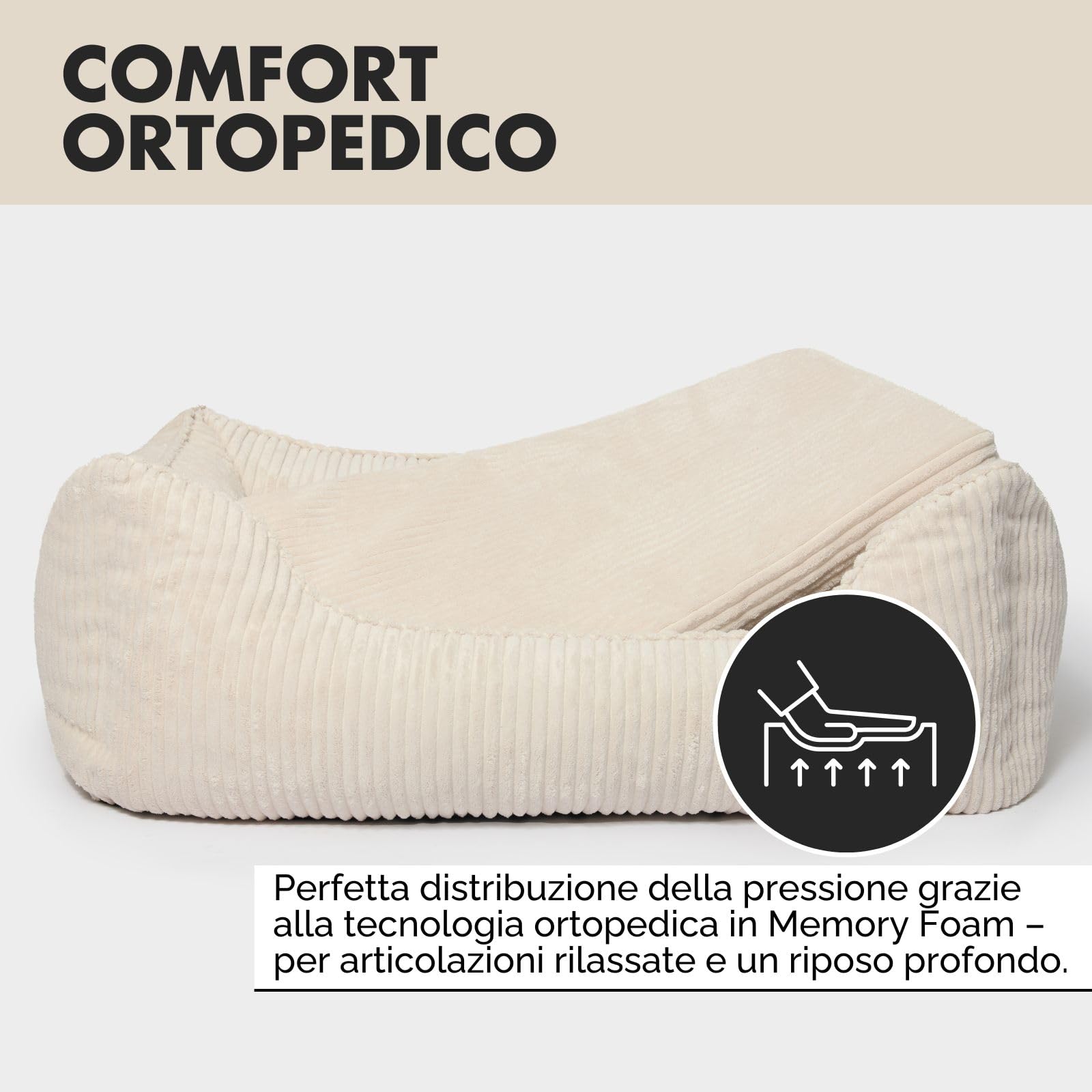 Anton Hundebett | Orthopädisches Hundebett | Hundekörbchen für kleine und mittelgroße Hunde (Beige, 85x65cm)